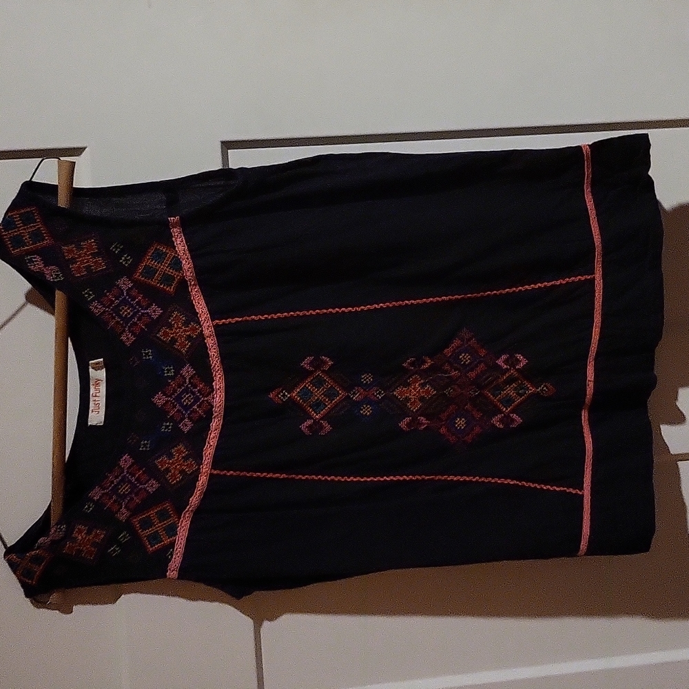 Black Embroidered Tank Top